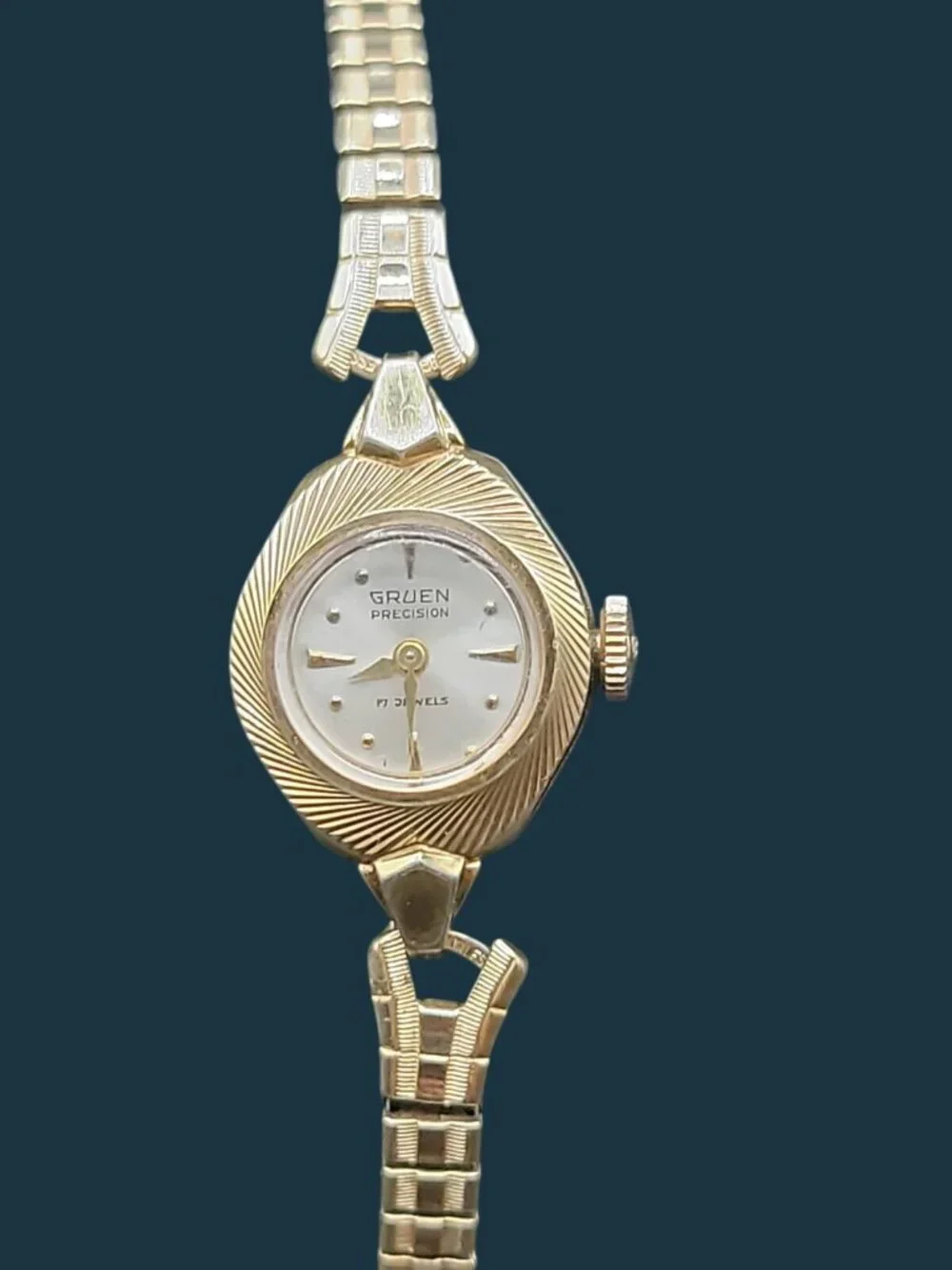 Vtg 1967 Gruen Ladies Cocktail Watch 10KGP Florentine Bezel 10KGF Speidel Band
